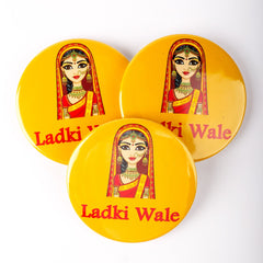 Charming Couple Badges: Larky Wale & Larki Wale Wedding Badges 6 Pcs