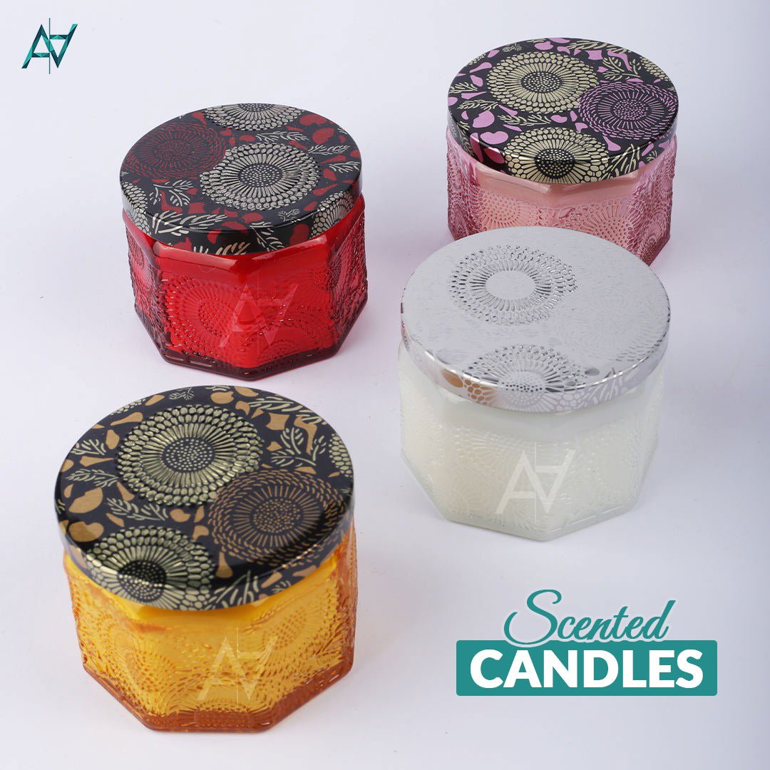 Scented Jar Candles | Pack of 4 | For Room Decor - aliakbardecoration