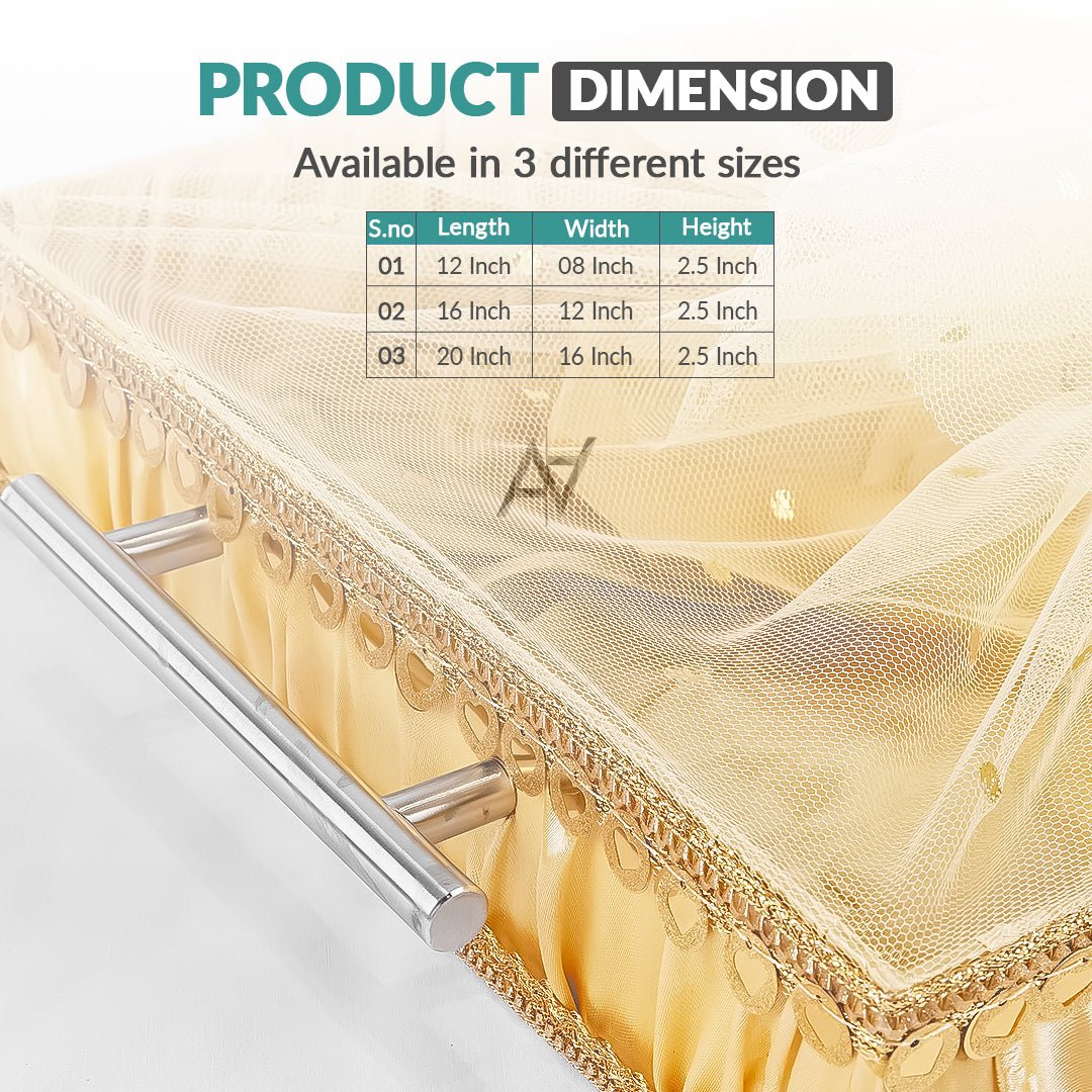 Set of 3 – Golden Satin Wedding Trays for Gifting & Decoration - aliakbardecoration