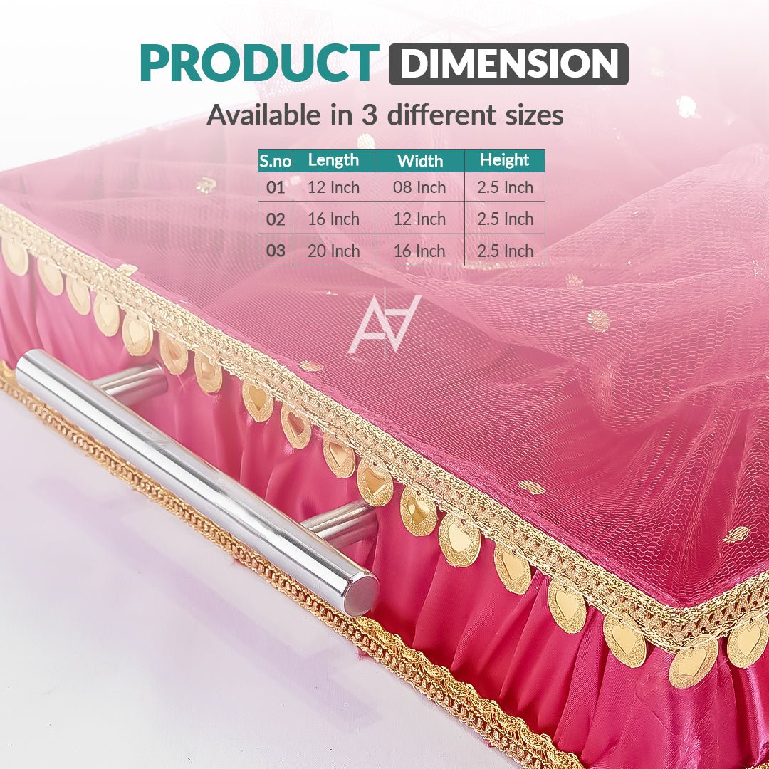 Set of 3 – Hot Pink Satin Wedding Trays for Gifting & Decoration - aliakbardecoration