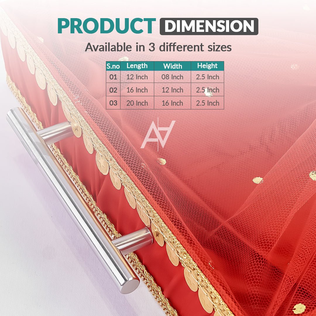 Set of 3 – Red Satin Wedding Trays for Gifting & Decoration - aliakbardecoration