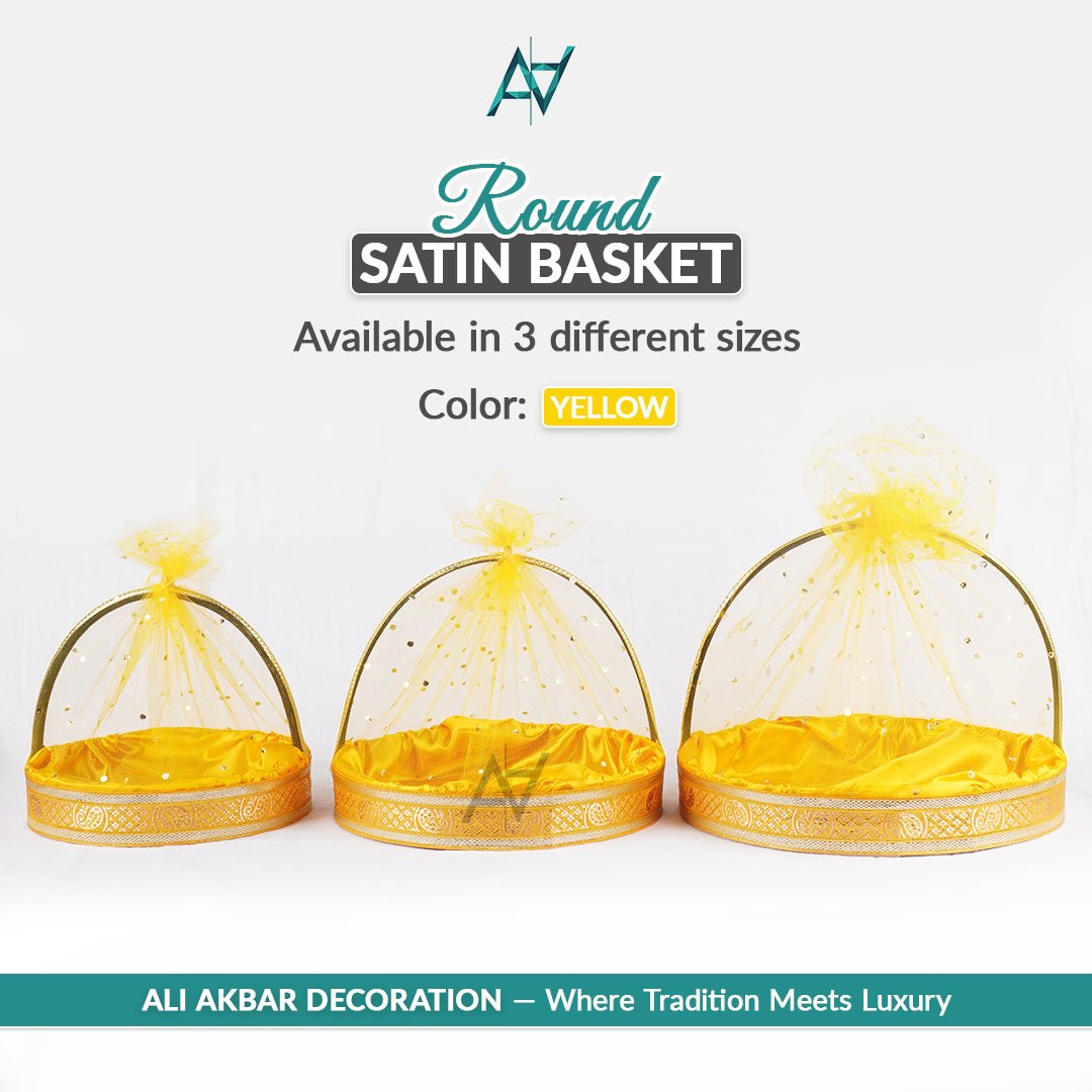Set of 3 – Round Satin Basket Set in 8 Multi Colors | Ali Akbar Decoration - aliakbardecoration