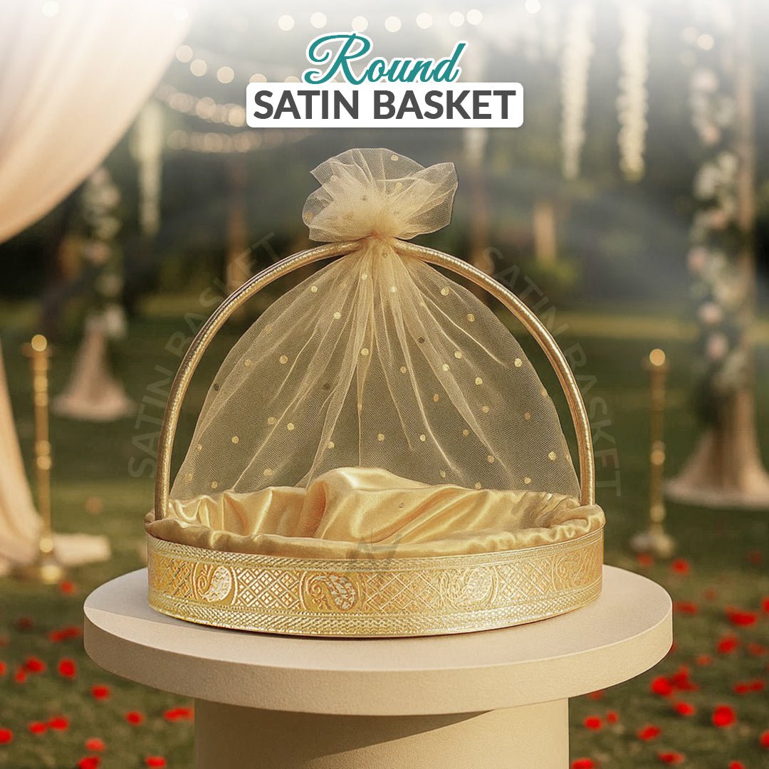 Set of 3 – Round Satin Basket Set in 8 Multi Colors | Ali Akbar Decoration - aliakbardecoration
