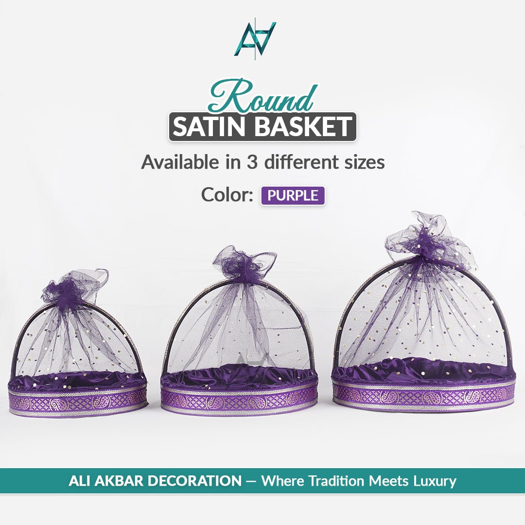 Set of 3 – Round Satin Basket Set in 8 Multi Colors | Ali Akbar Decoration - aliakbardecoration