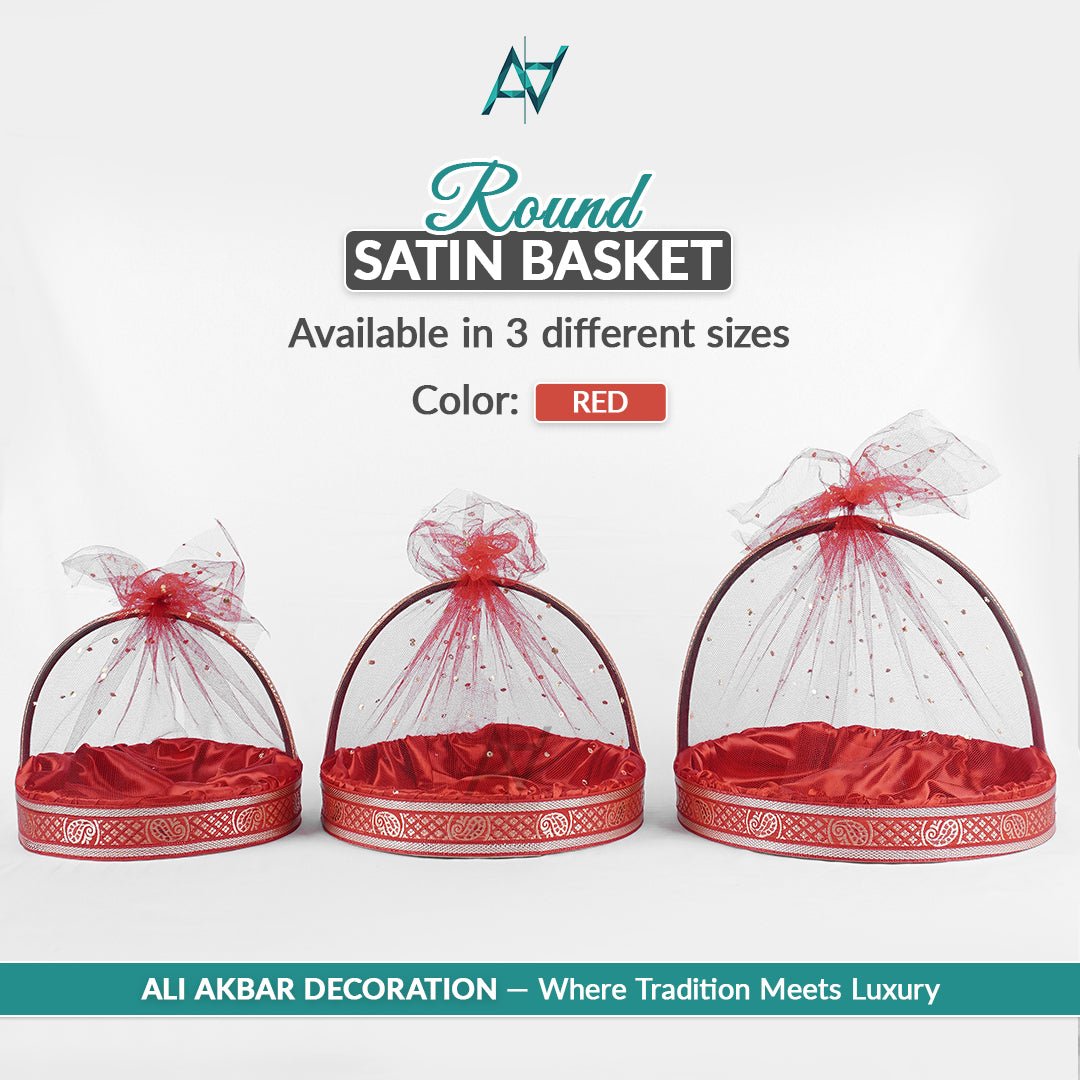 Set of 3 – Round Satin Basket Set in 8 Multi Colors | Ali Akbar Decoration - aliakbardecoration