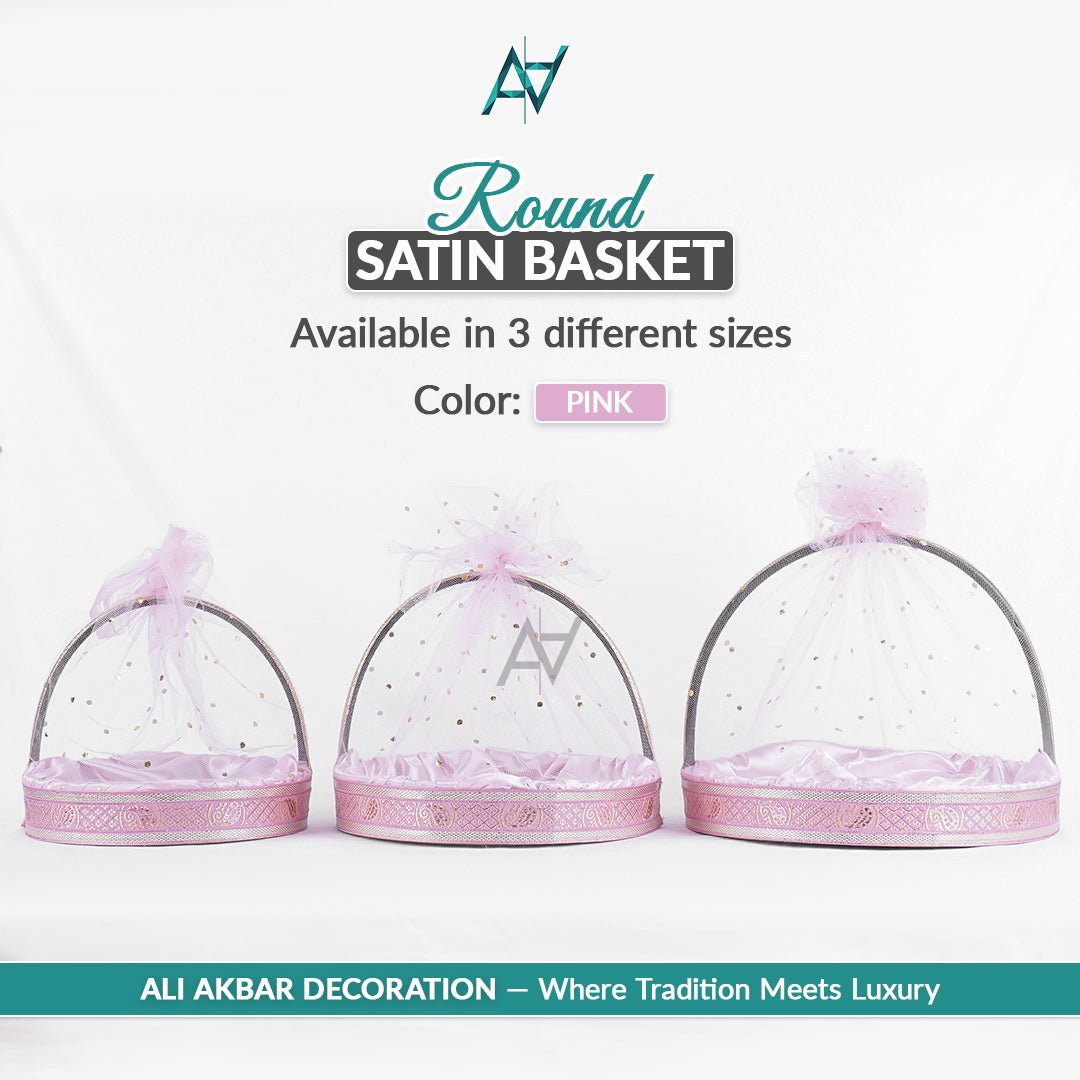 Set of 3 – Round Satin Basket Set in 8 Multi Colors | Ali Akbar Decoration - aliakbardecoration