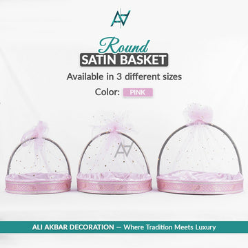Set of 3 – Round Satin Basket Set in 8 Multi Colors | Ali Akbar Decoration - aliakbardecoration
