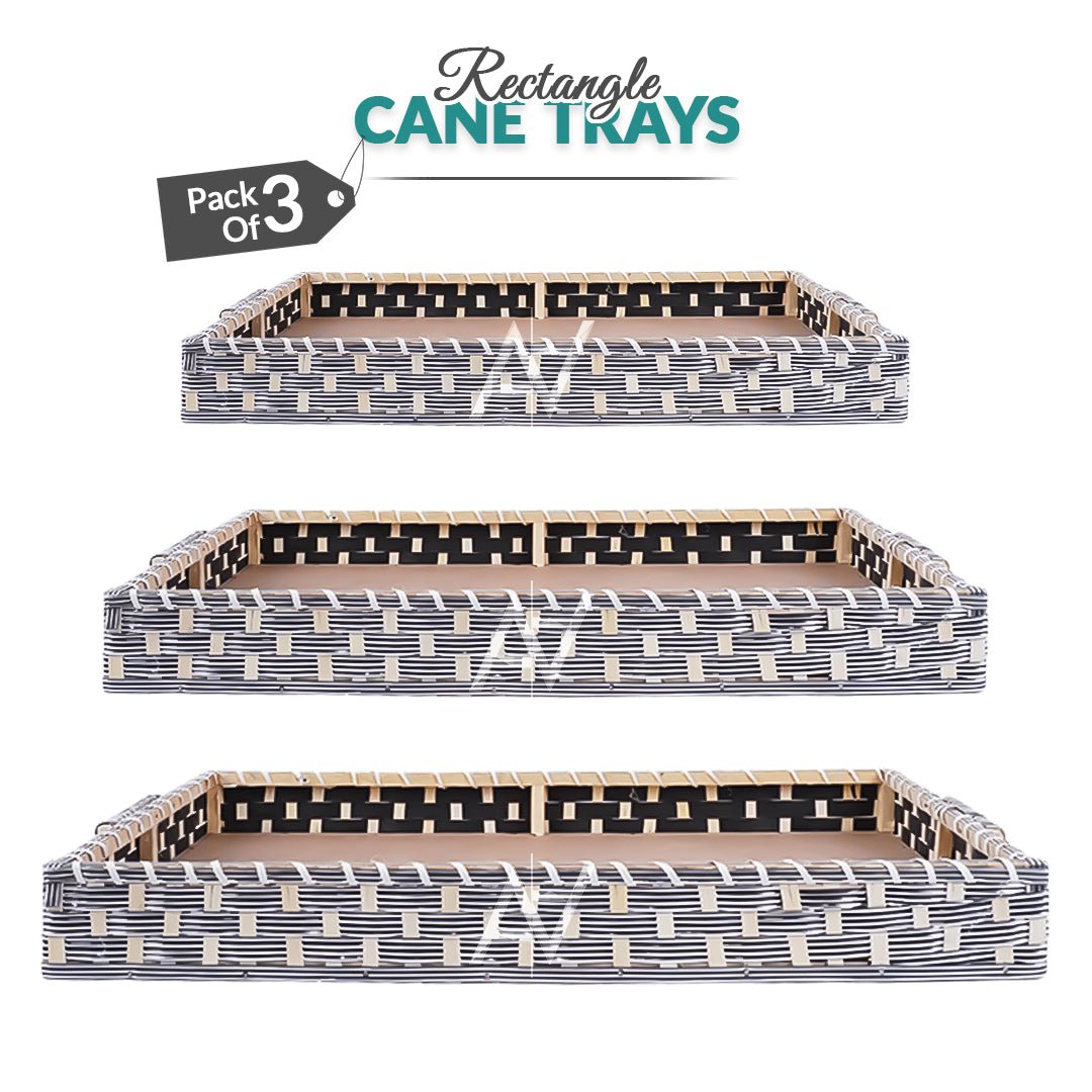 Set of 3 - Silver Rectangle Wedding Cane Trays - Perfect for Gifting & Wedding decor - aliakbardecoration