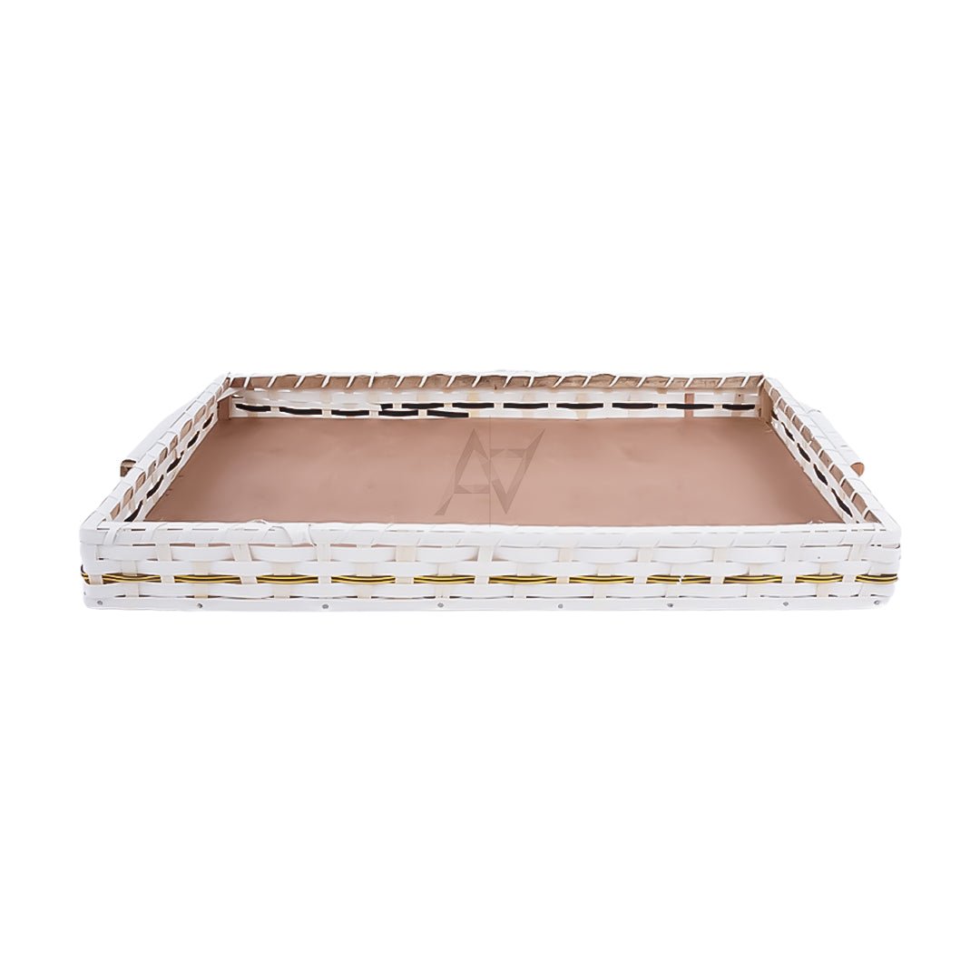 Set of 3 - White Rectangle Wedding Cane Trays - Perfect for Gifting & Wedding decor - aliakbardecoration