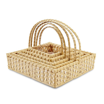 Set of 5 - Beige Square Cane Baskets for Gifting or Wedding decoration - aliakbardecoration
