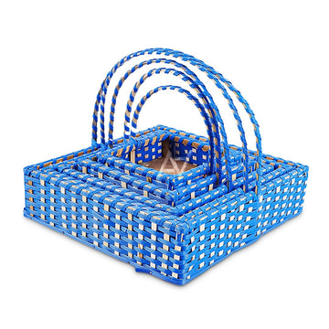 Set of 5 - Blue Square Cane Baskets for Gifting or Wedding decoration - aliakbardecoration