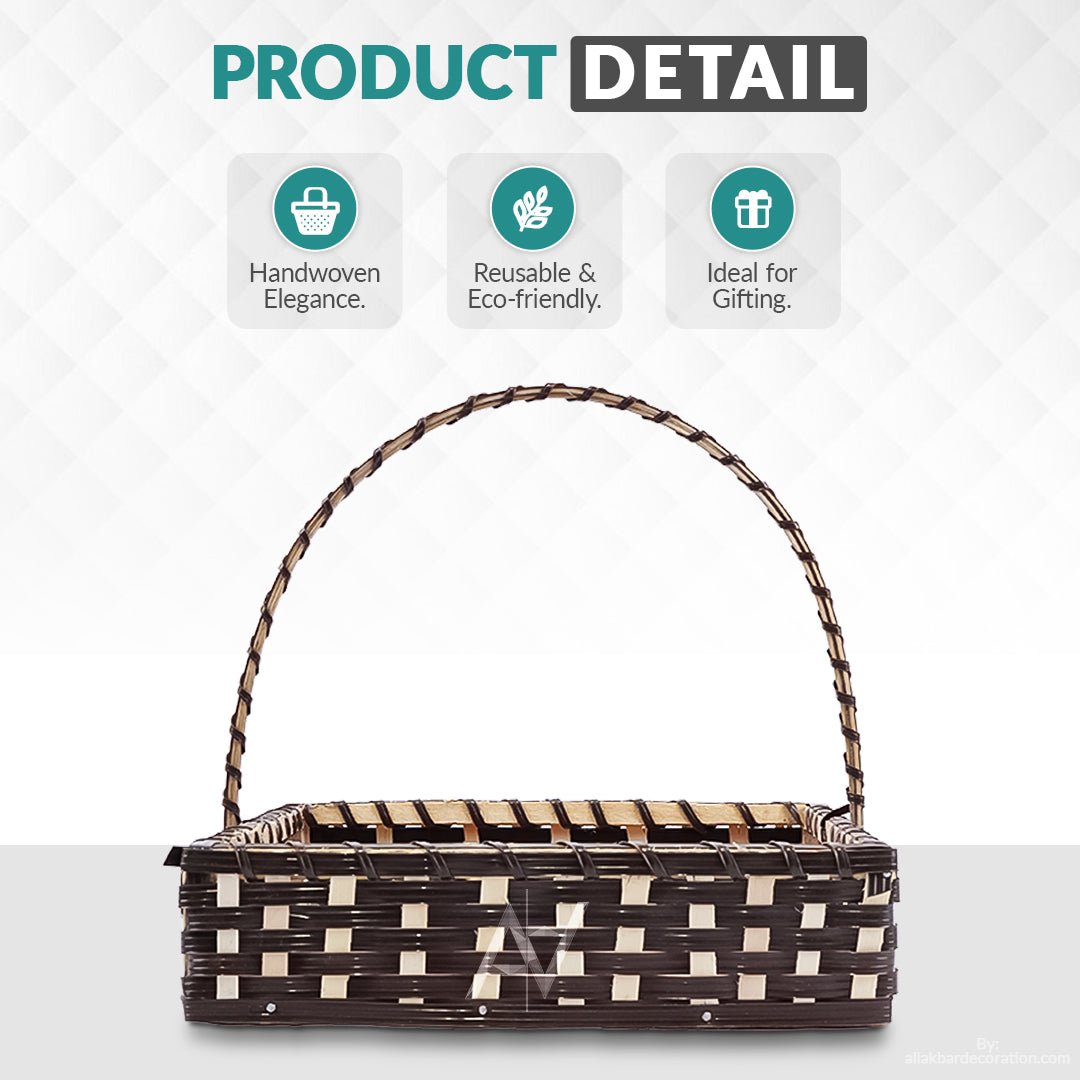 Set of 5 - Coffee Brown Square Cane Baskets for Gifting or Wedding decoration - aliakbardecoration