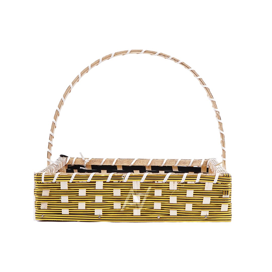 Set of 5 - Golden Square Cane Baskets for Gifting or Wedding decoration - aliakbardecoration