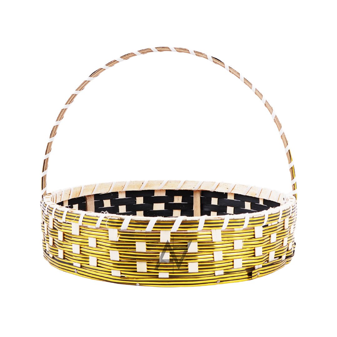 Set of 5 - Round Golden Cane Basket for Gifting, wedding decoration - aliakbardecoration