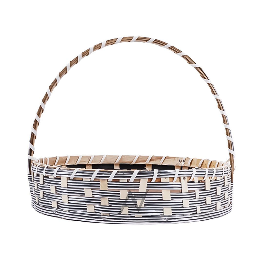 Set of 5 - Round Silver Cane Basket for Gifting, wedding decoration - aliakbardecoration