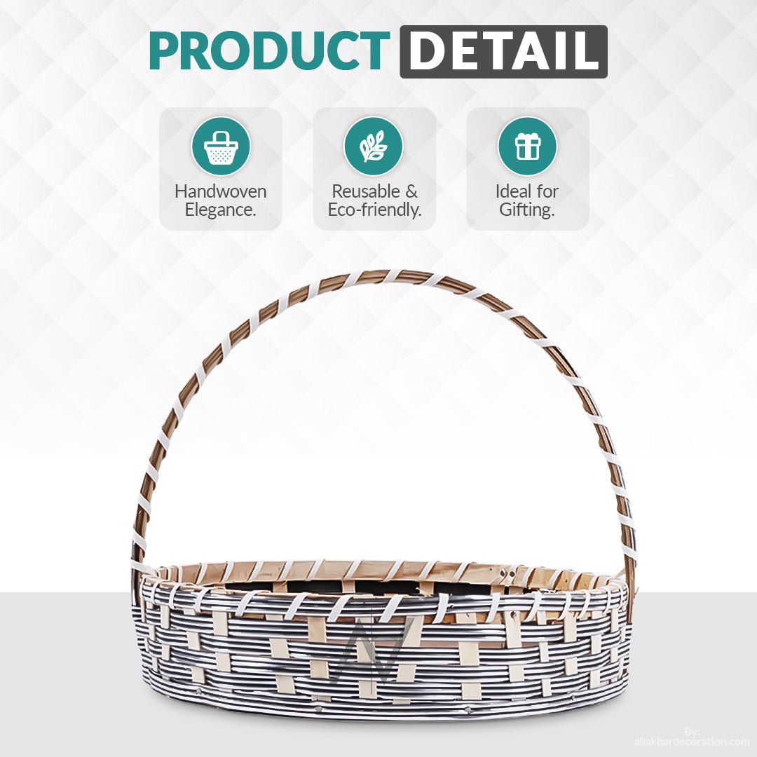 Set of 5 - Round Silver Cane Basket for Gifting, wedding decoration - aliakbardecoration