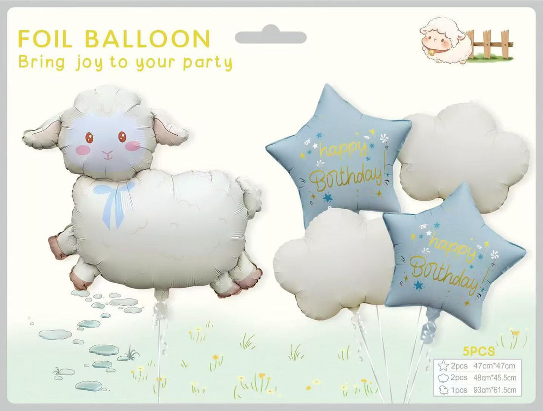5 Pcs Sheep Foil Balloon
