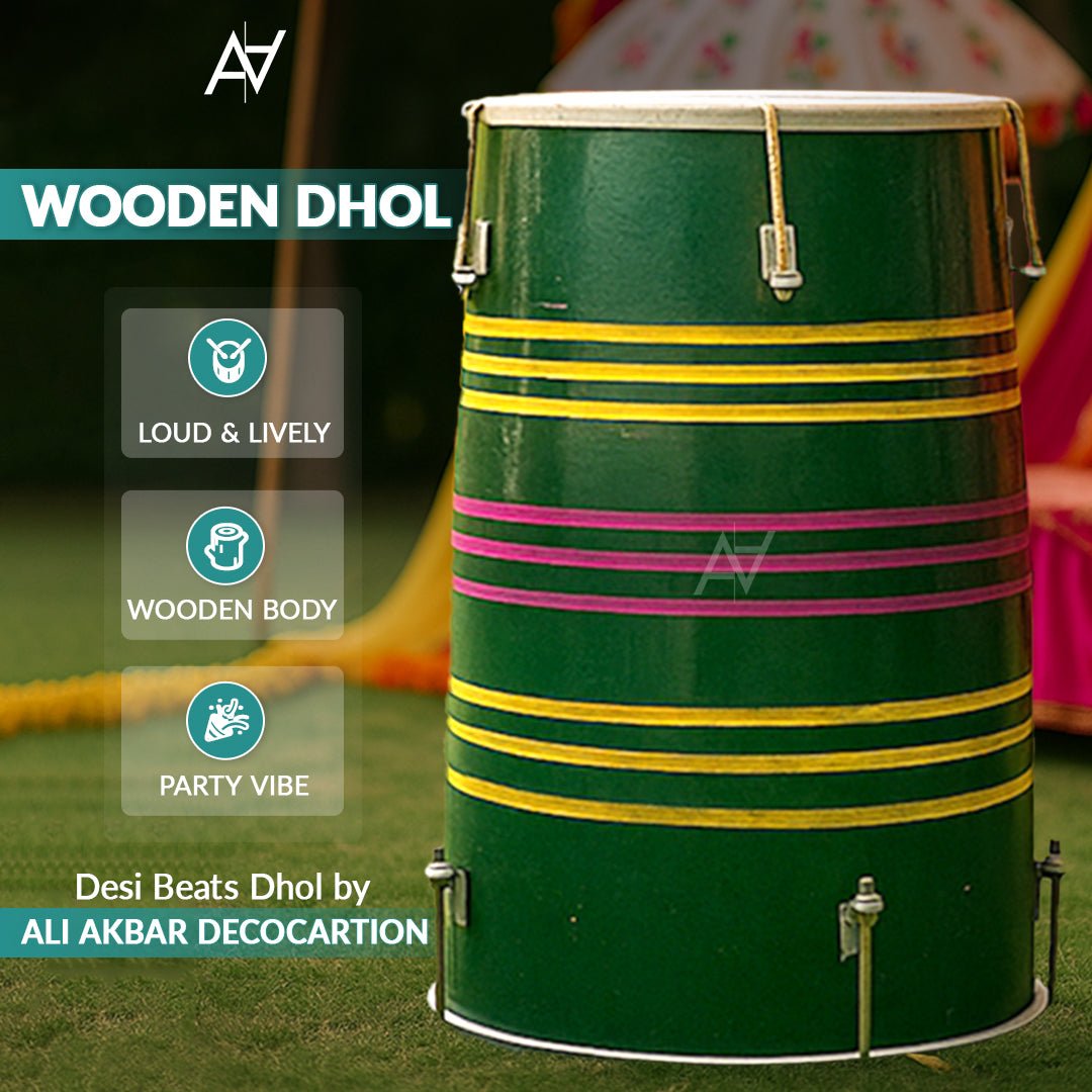 Simple Wooden Dhol – Traditional Handmade Dhol - aliakbardecoration