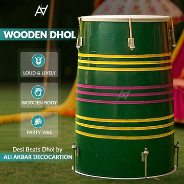 Simple Wooden Dhol – Traditional Handmade Dhol - aliakbardecoration