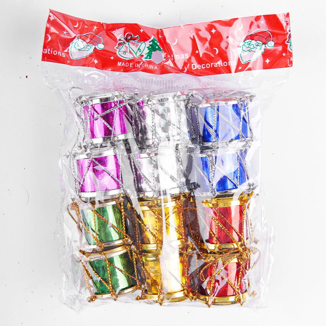 Small Hanging Drum 12 Pcs for Christmas Tree Decor - aliakbardecoration