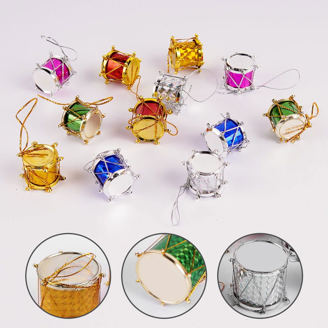 Small Hanging Drum 12 Pcs for Christmas Tree Decor - aliakbardecoration