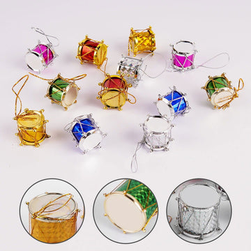 Small Hanging Drum 12 Pcs for Christmas Tree Decor - aliakbardecoration