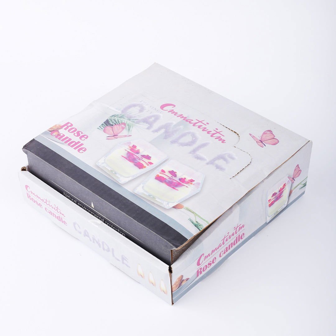 Square & Heart Shaped Glass Scented Candle | Pack of 4 | For Room Decoration - aliakbardecoration