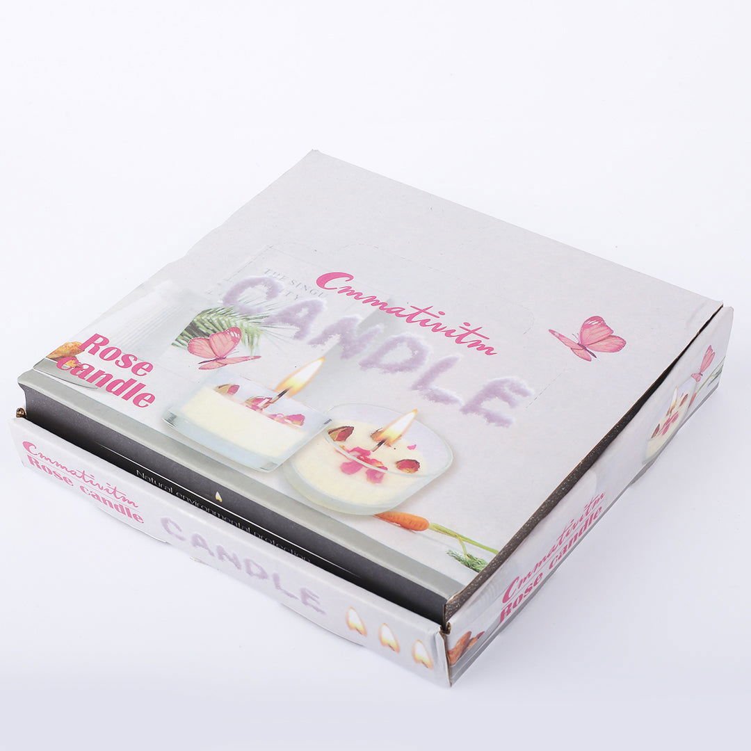 Square & Heart Shaped Glass Scented Candle | Pack of 4 | For Room Decoration - aliakbardecoration