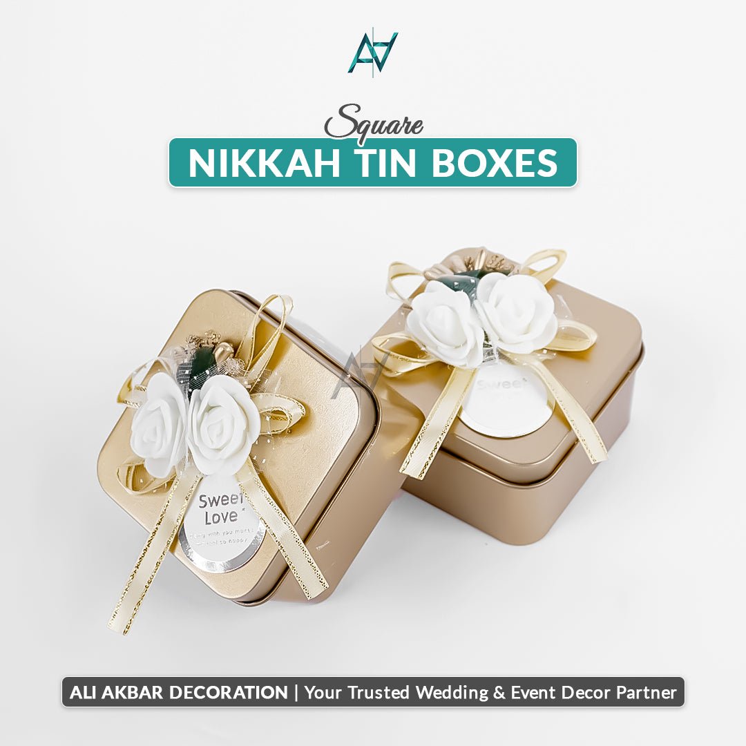 Square Nikkah Tin Boxes – Premium Bid & Favor Boxes - aliakbardecoration