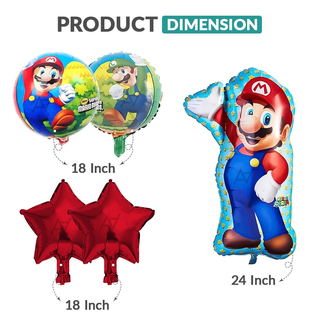 Super Mario Foil Balloon Set (5 Pcs) by Ali Akbar Decoration – Gaming Theme Balloons - aliakbardecoration