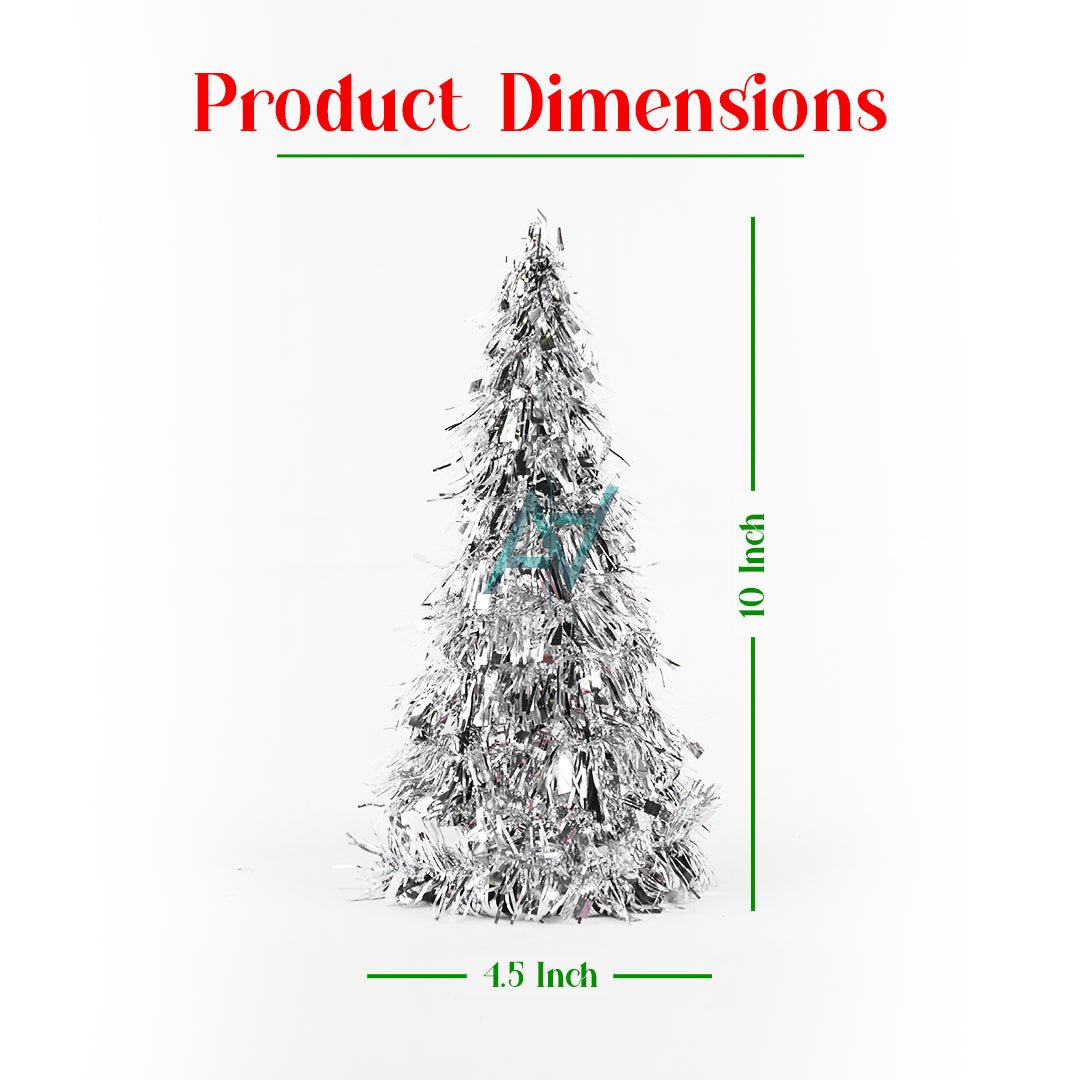 Tinsel Table - Top Christmas Tree – Red & Silver - aliakbardecoration