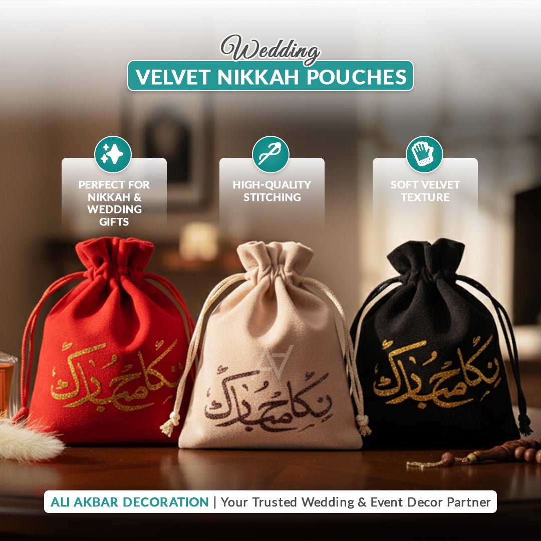 Velvet Nikkah Pouches for Wedding & Nikkaah Gift Favors - aliakbardecoration