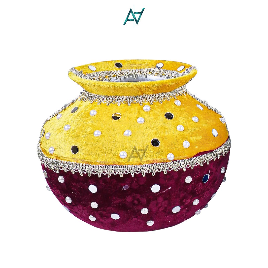 Wedding Velvet Matki – Decorative Matki for Mehndi Events - aliakbardecoration