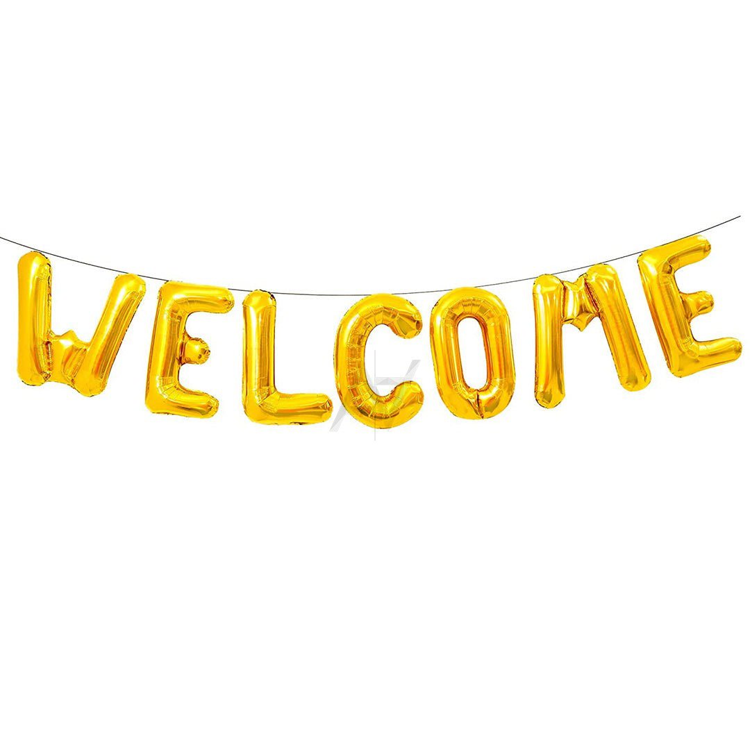 Welcome Foil Balloon Golden Color - aliakbardecoration