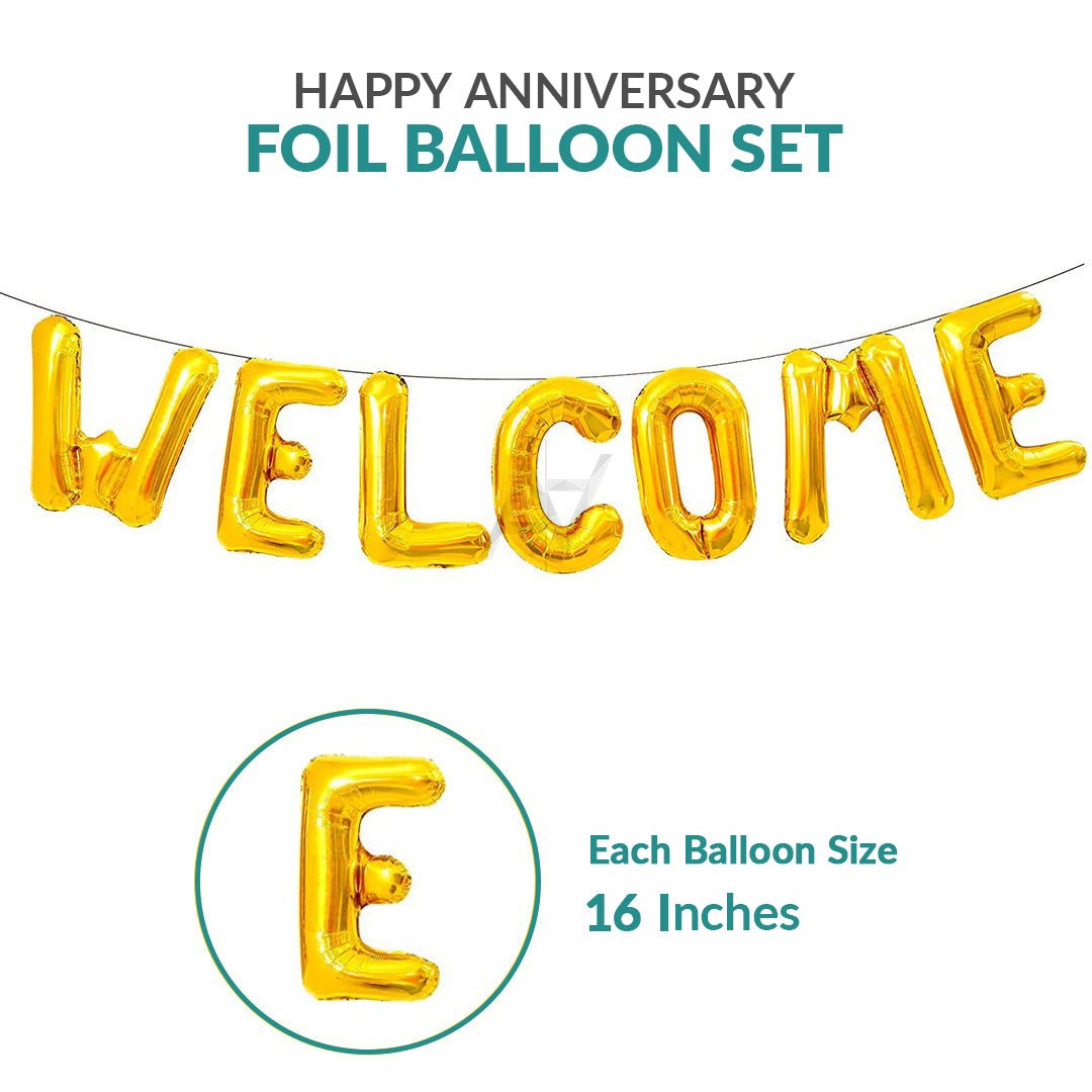 Welcome Foil Balloon Golden Color - aliakbardecoration