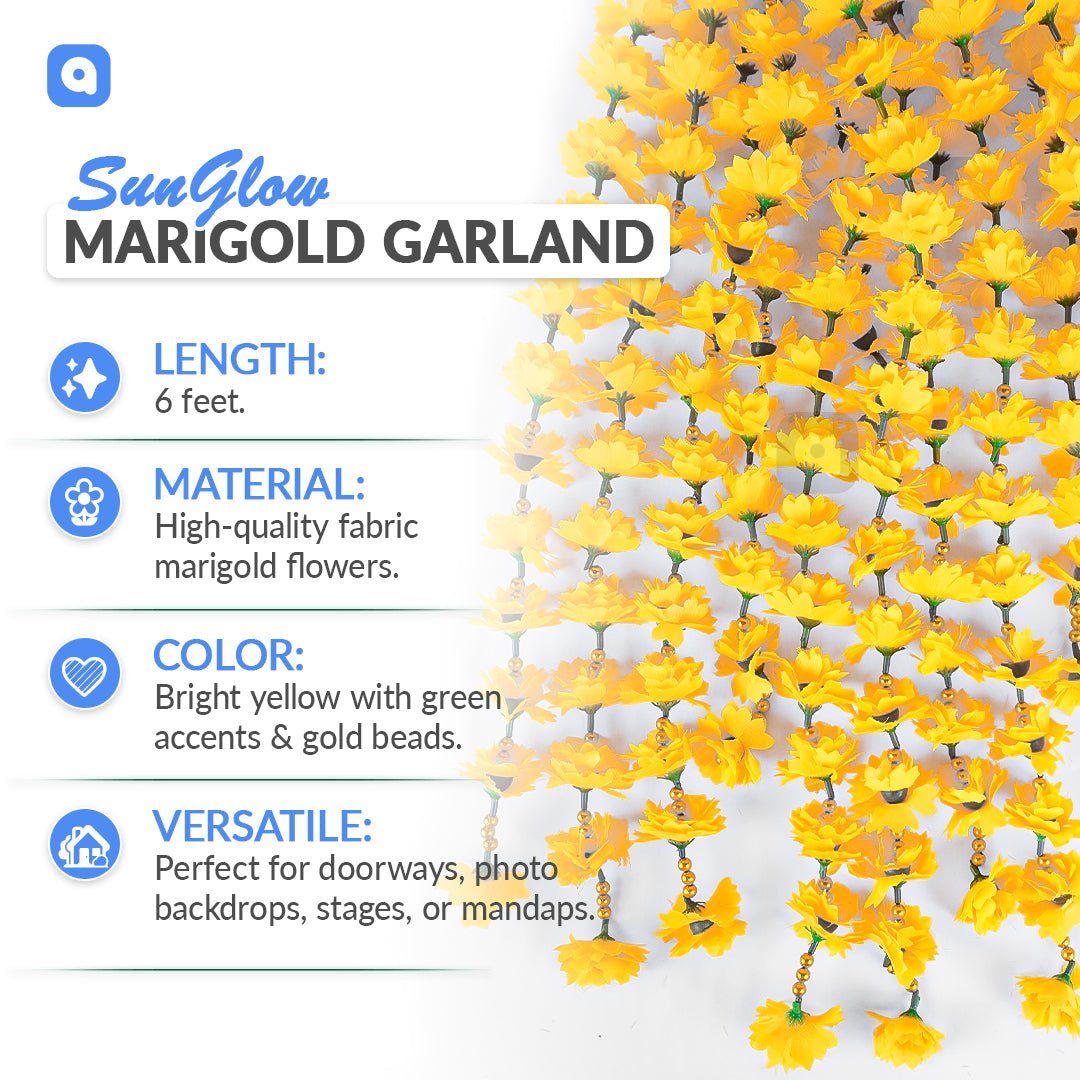 Yellow Marigold Garland - aliakbardecoration